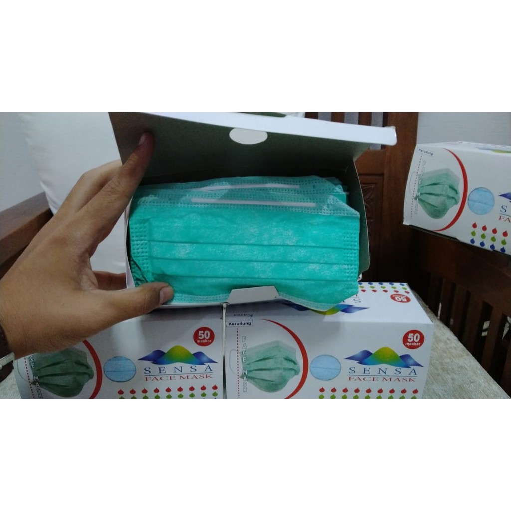Masker Sensa 3ply Hijab Medis 1 kotak isi 50 Pcs_Masker Medis setara Sensi