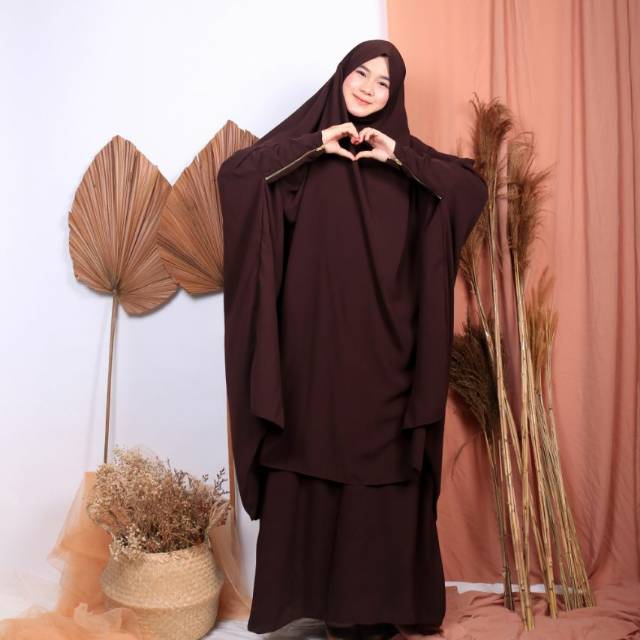French Khimar set gamis tangan zipper - COD
