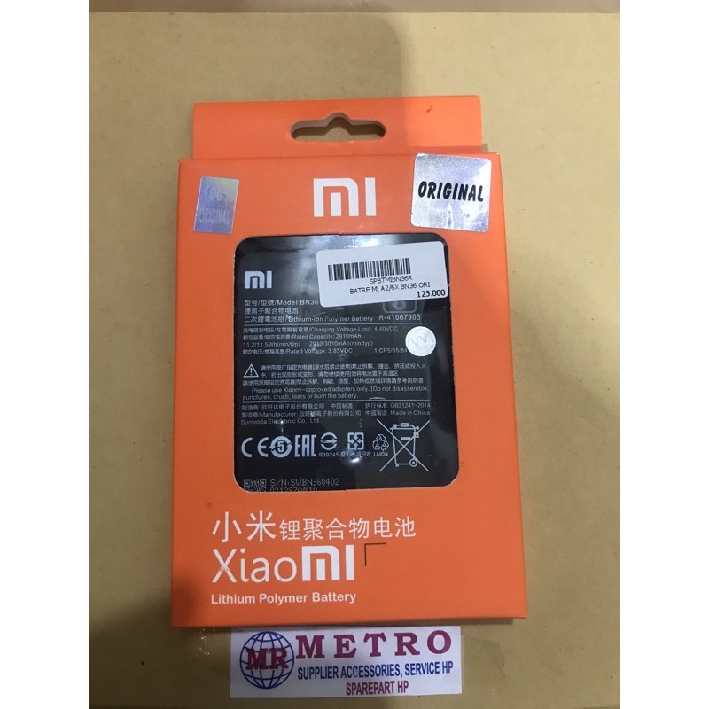 Baterai MI A2/6X BN36 Ori