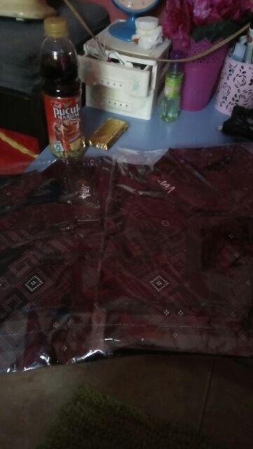 Kemeja Batik Songket Panjang Pria Cowo Kerja Kantor Ungu