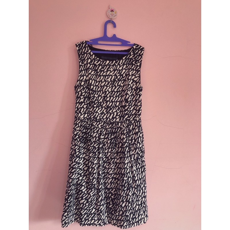 [PRELOVED] ZARA BASIC - Leopard Black Dress