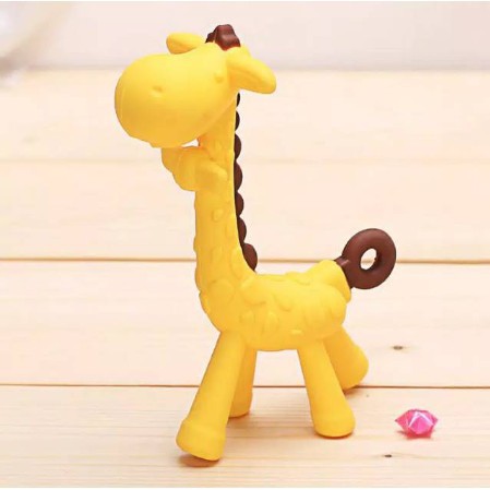 LYSASHOP - GIGITAN BAYI MAINAN TEETHER BENTUK JERAPAH BUAH - BUAHAN dan SIKAT GIGI PISANG-JERAPAH KUNING No Kt