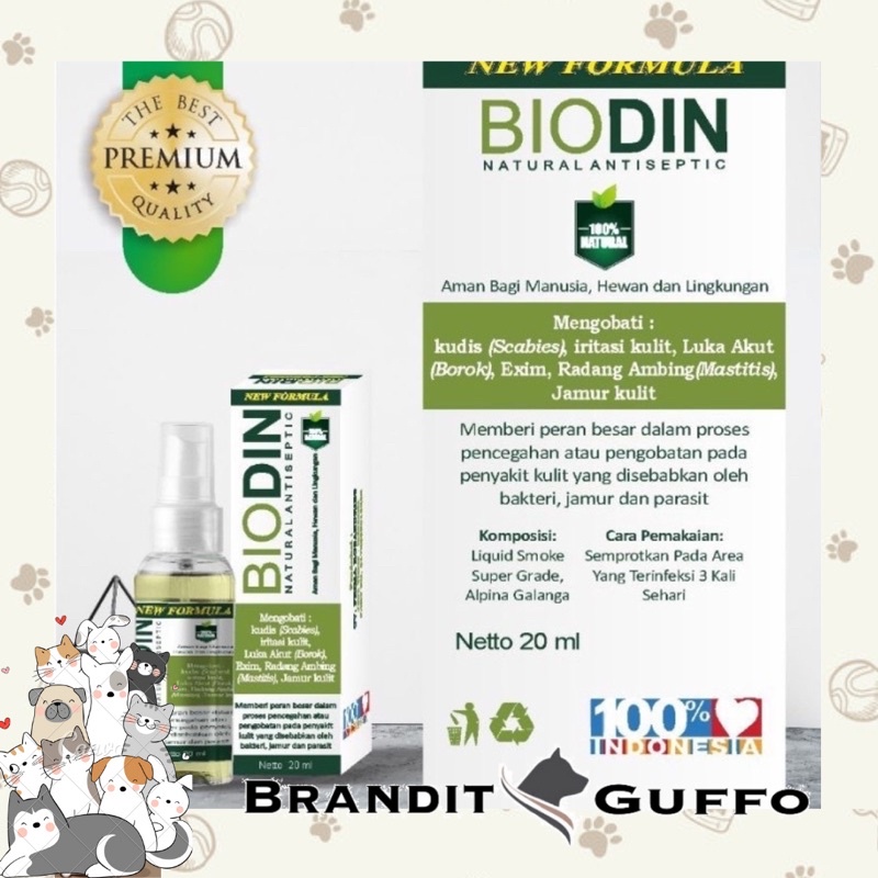 Biodin spray obat kucing anjing anti jamur scabies kulit cat dog luka