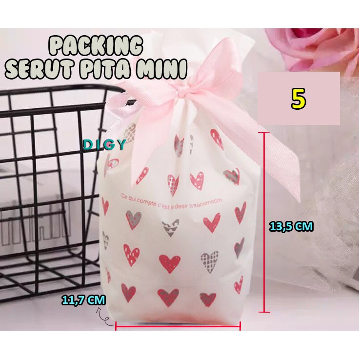 [5 pcs] Packing Serut Pita Mini Plastik Cookies Promo  Kantong Serut Gift Hampers