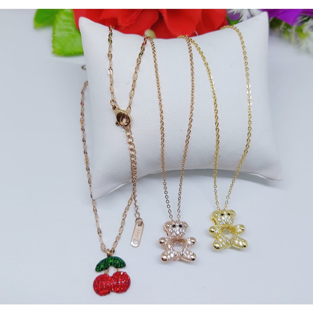 Kalung titanium permata perhiasan wanita jewelry A1-A5