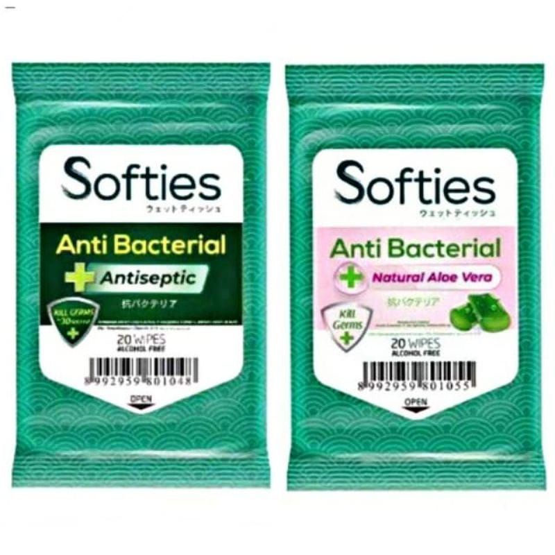 Softies Anti Bacterial Aloevera Tissue Basah Softies Anti Bacterial Tisu Basah Softies