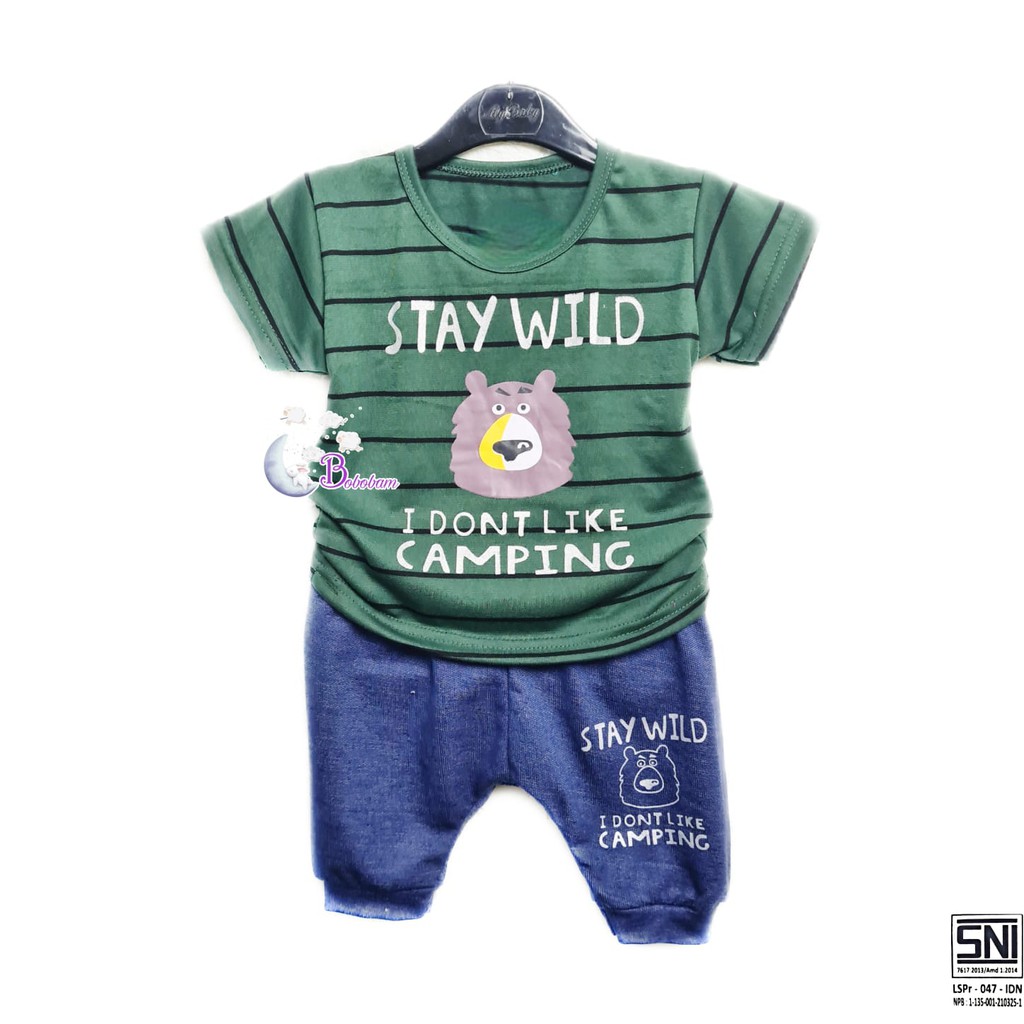 BAJU BAYI KEREN KECE ECER BOBOBAM STAY WILD CASUAL KASUAL SETELAN ANAK HARGA GROSIR