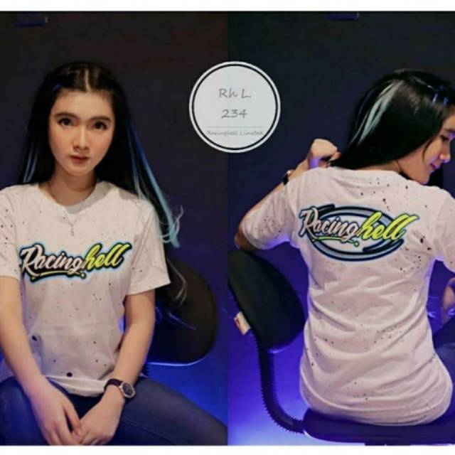 Kaos RACING HELL putih terbaru