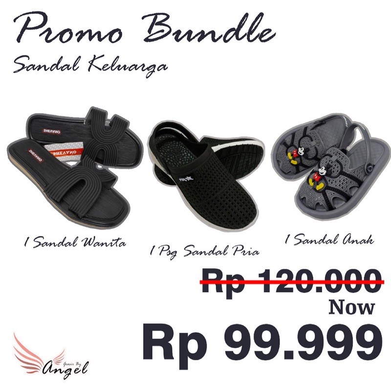Hampers Lebaran sandal wanita + sandal pria + sandal anak laki laki promo bundle lebaran murah