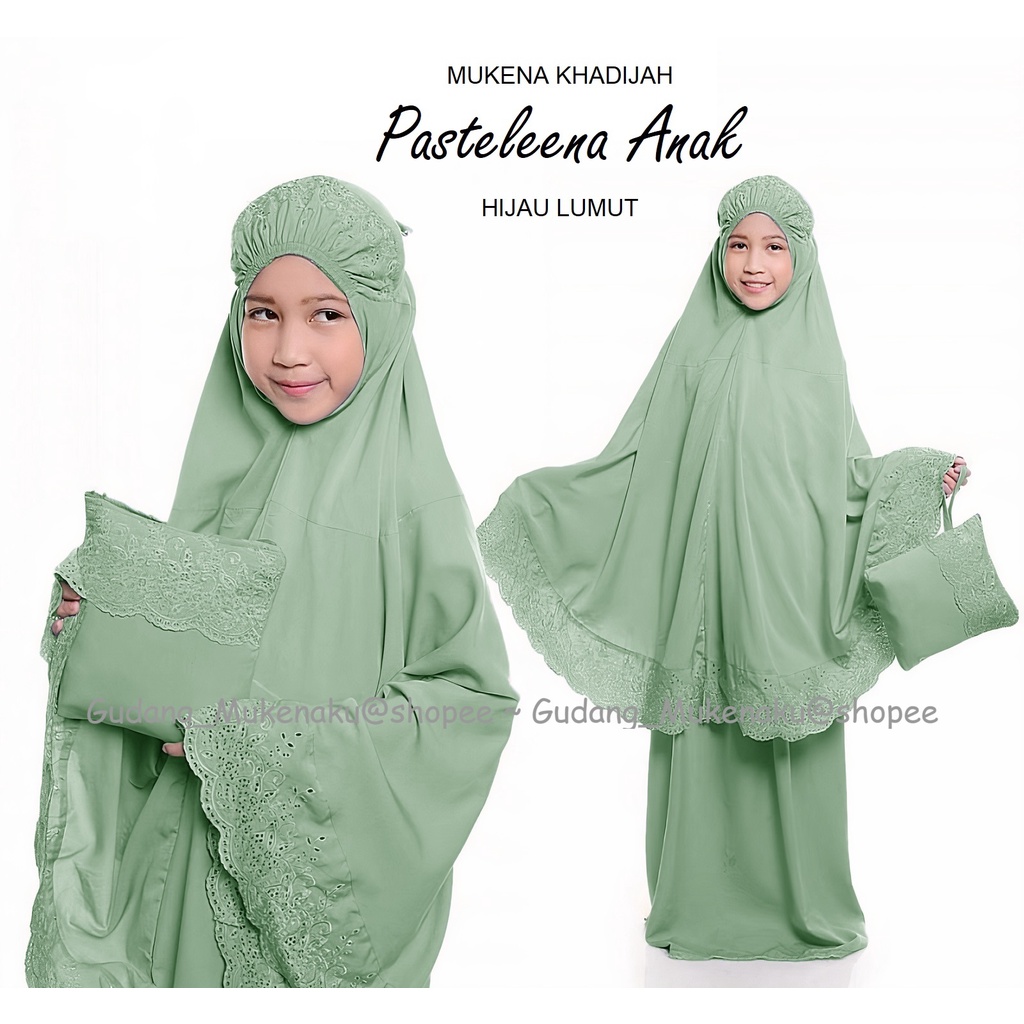 Gudang_mukenaku Mukena Anak ( 8-12 th) Pasteleena by Siti Khadijah Dalanova Terbaru Exclusive 2020