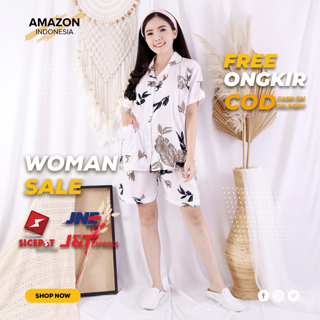 PIYAMA TIE DIE PENDEK SATU SET BAJU TIDUR WANITA WARNA WHITE BAHAN RAYON DINGIN TEBAL ORIGINAL MURAH