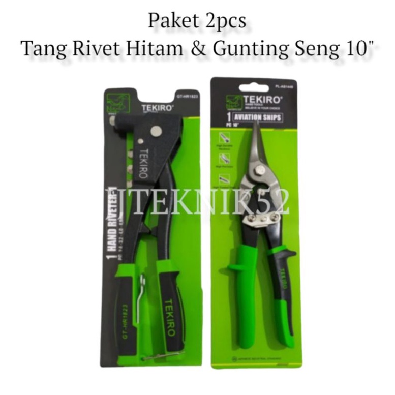 Paket Tang Rivet Tekiro + Gunting Seng 10" Tekiro
