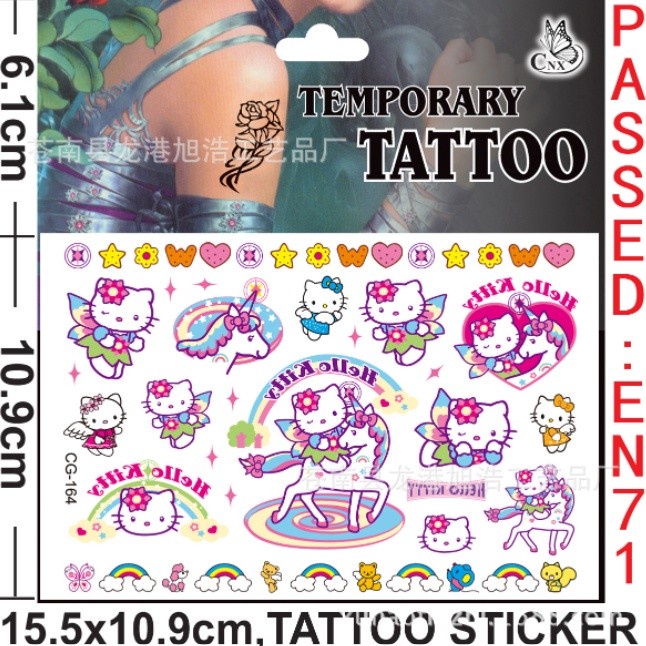 

J3 - Stiker tato motif kartun tattoo stickers water transfer - hello kitty