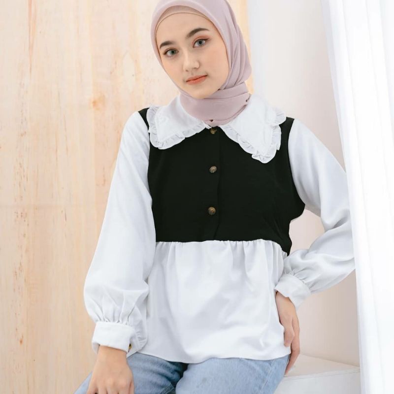 TERY BLOUSE | Atasan Wanita Korean Style | Atasan Blouse Korea Style | Atasan Remaja Kekinian
