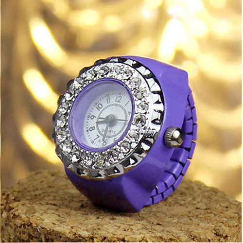 BA Jam Cincin Quartz Stainless Steel Elastis dengan Hiasan Kristal K125