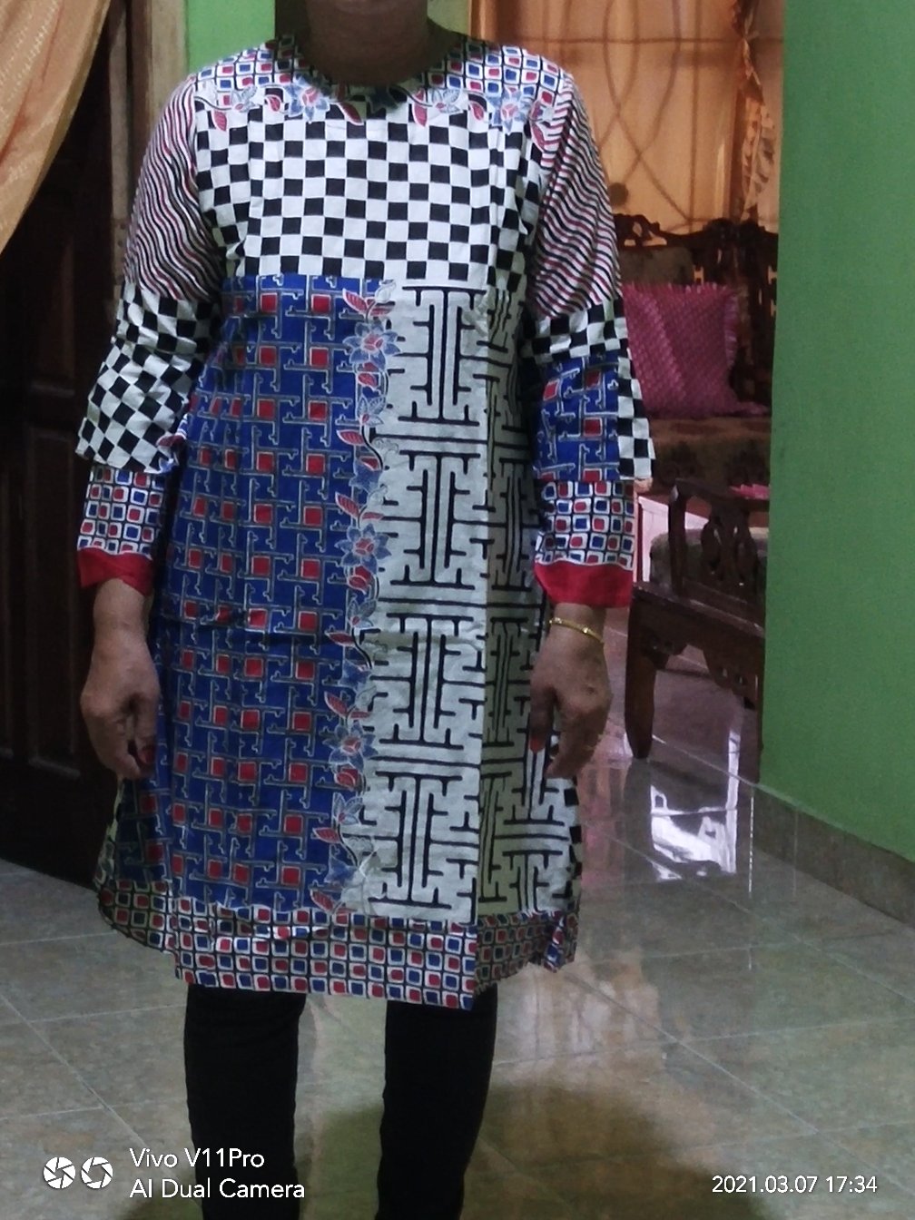 Tunik Seruni Batik Alexa Soft Midi Kerja Midi Muslim Kerja Kantoran Kondangan Pesta Cantik