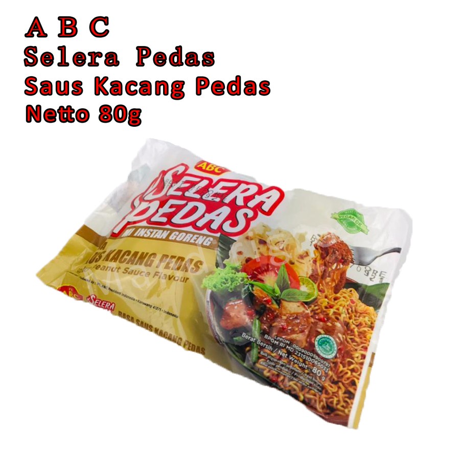 Mie ABC*Selera Pedas*Saus Kacang Pedas*Mi instan goreng*80g