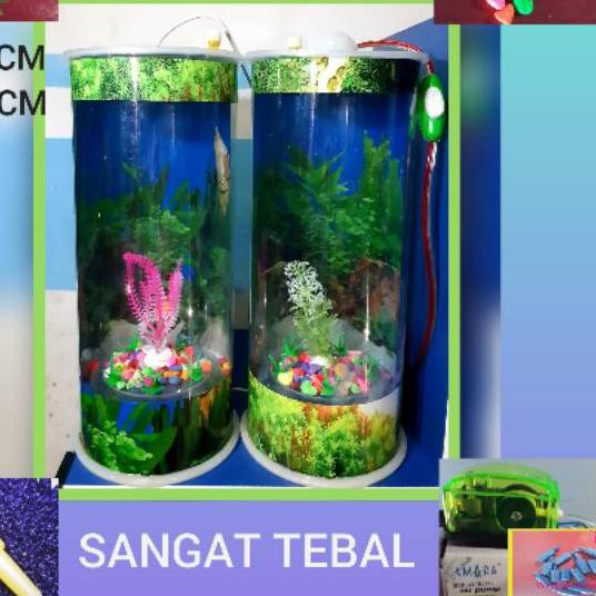 ^HOT SALE..✣ Aquarium Mini Ikan Hias & Cupang & Guppy bisa Lampu tidur Dan Mesin Aerator(BISA COD) *