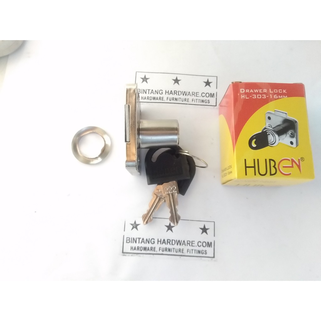 Kunci Laci Diameter Silinder 16mm Drawer Lock Huben HL 303 Kunci Lemari Cabinet Murah HL303