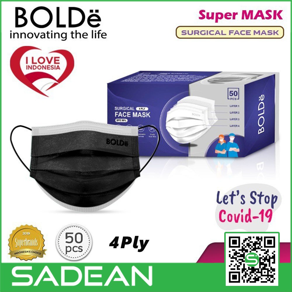 Masker Medis 4Ply BOLDe Super Mask Surgical isi 50 pcs / Box