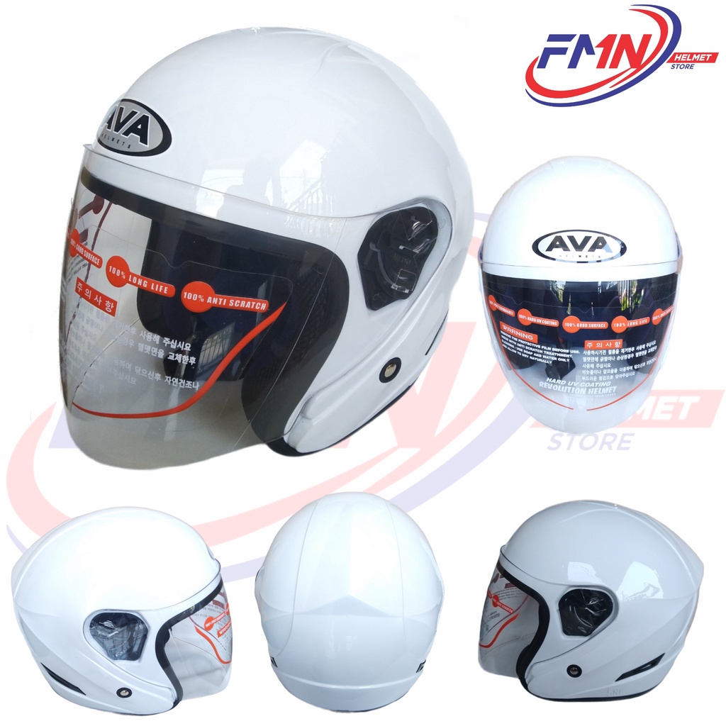 Helm AVA/BGD Tipe X2 White Warna Putih Half Face Original SNI