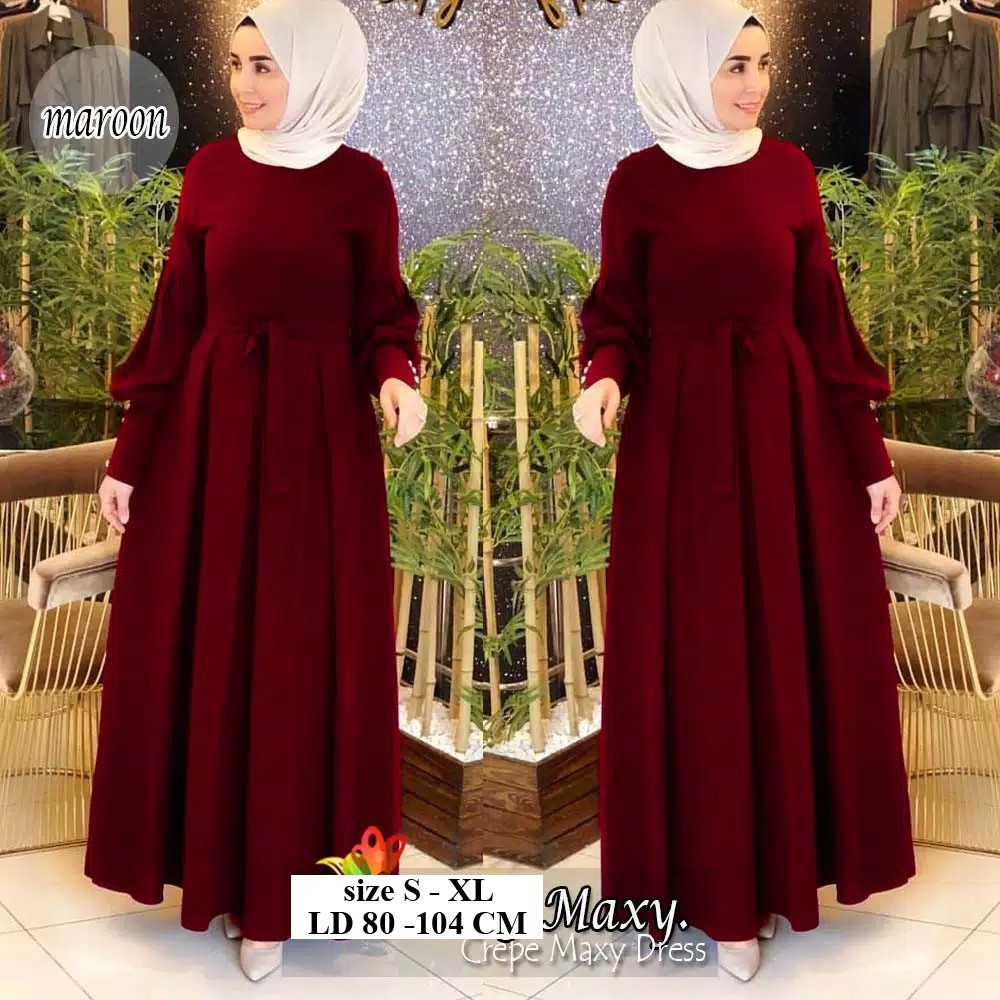 Dress Muslim Maxi Dress Gaun Gamis Pesta Muslimah kondangan remaja wanita polos terbaru 2020 ihaudi