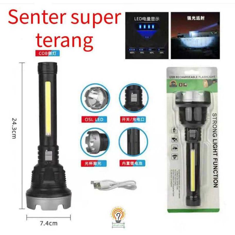 Senter COB USB Charging / Flashlight Senter Super Terang QB 1968 &amp; BL 830