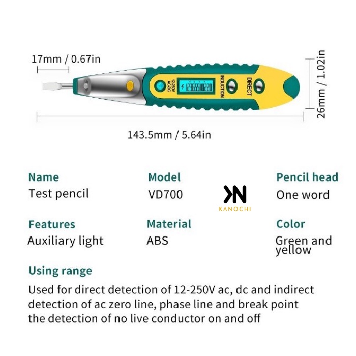 Test Pen Non Contact AC Voltage Alert Detector testpen VD700 LCD