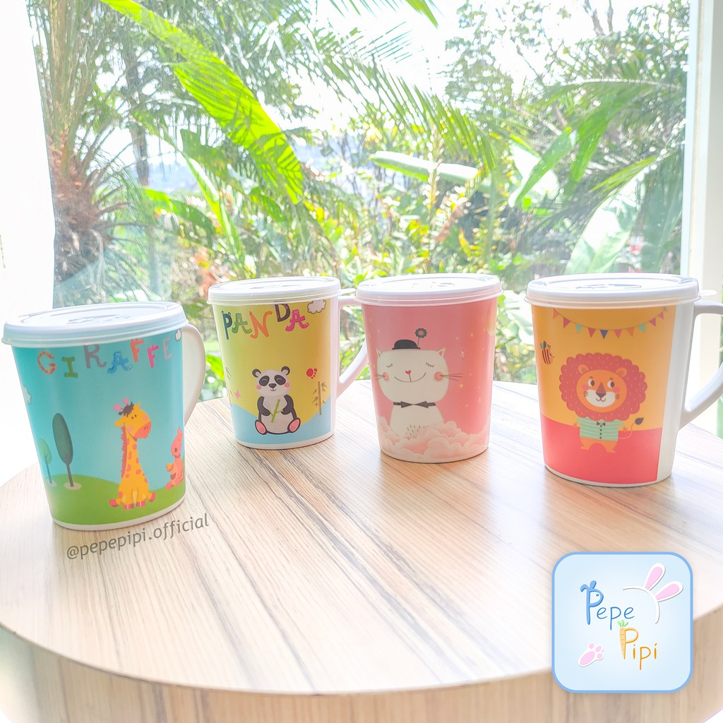 Gelas Bambu Animal Bamboo Fiber Anak Bahan Serat Bambu Cangkir Mug Nontoxic Alat Makan DG064