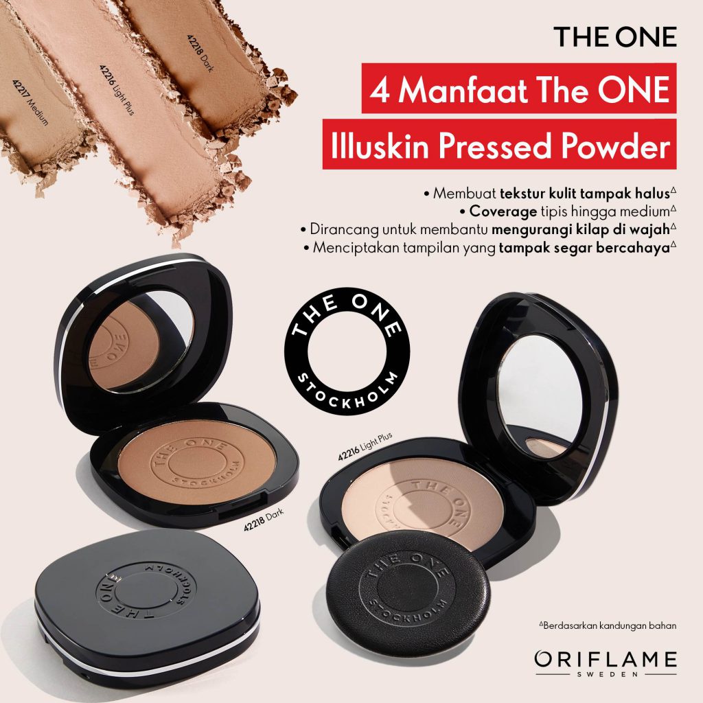 The one Illuskin Pressed Powder medium oriflame bedak padat bedak matte powder matte two way cake fo
