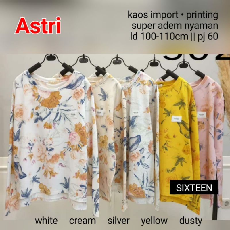 ASTRI BLOUSE//KAOS IMPORT PRINTING ADEM SUPER NYAMAN BY SIXTEEN