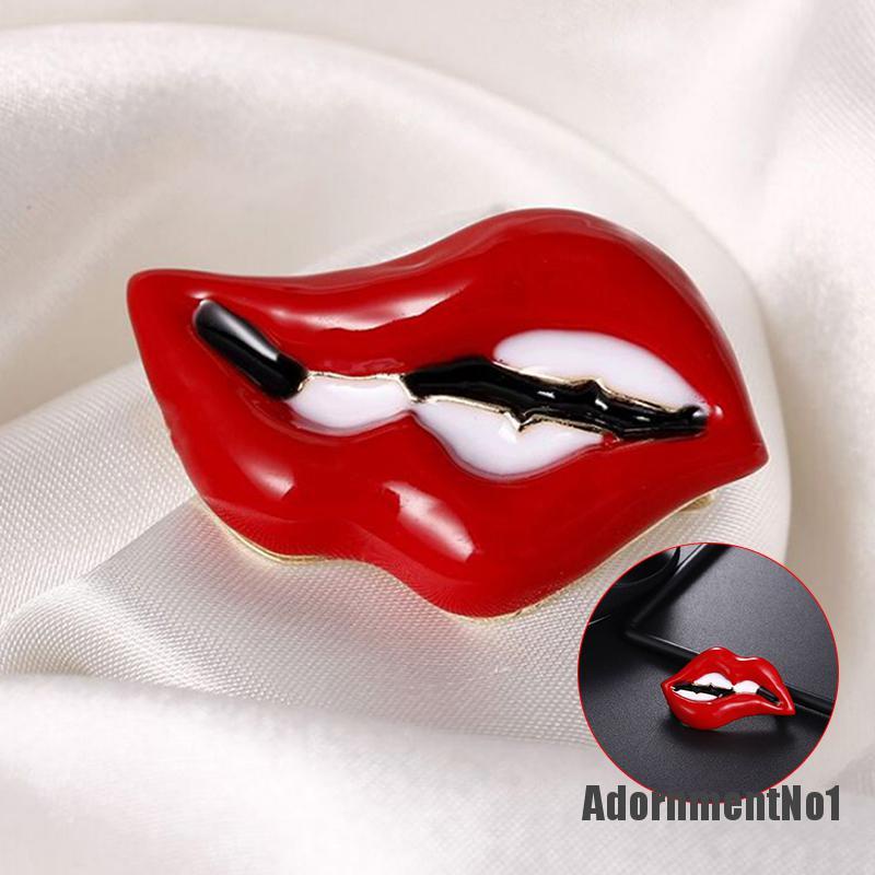 (Adornmentno1) Bros Pin Bentuk Bibir Merah Untuk Wanita