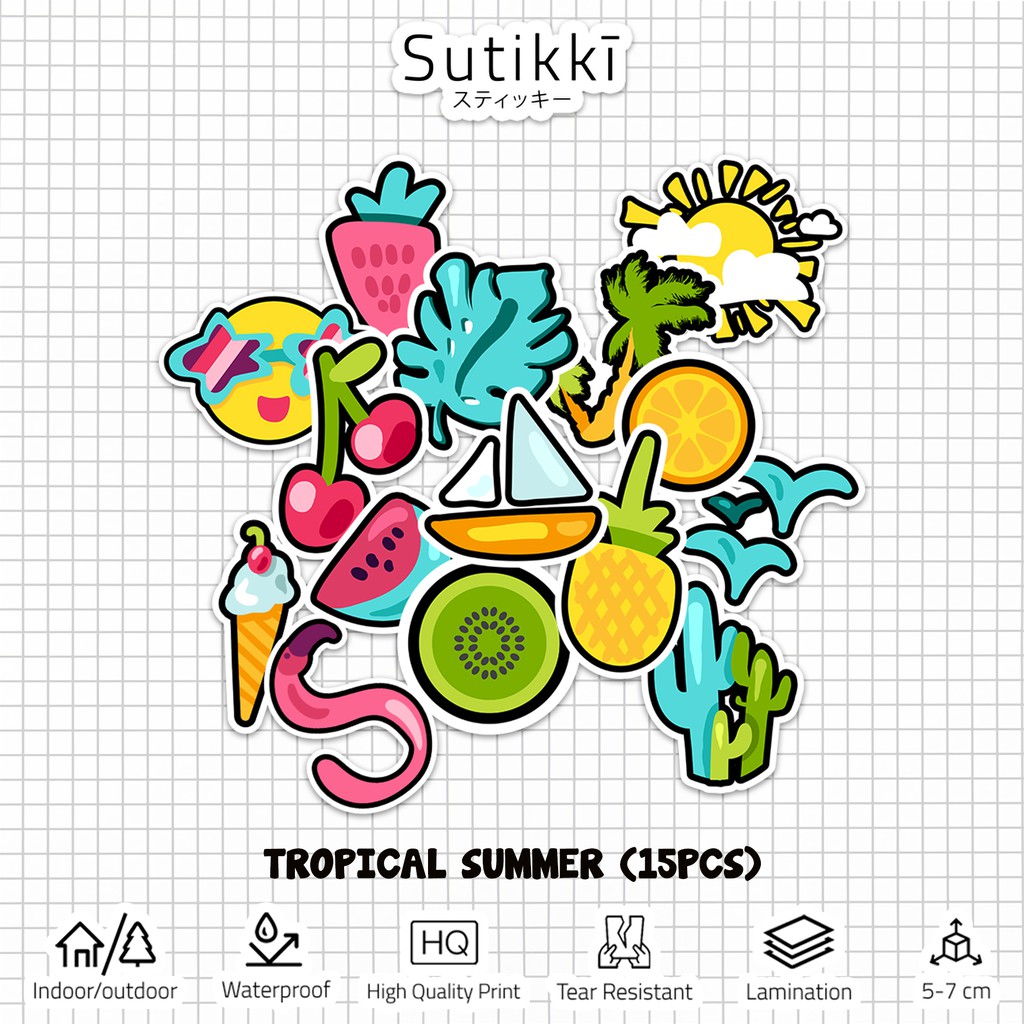 Sutikki | Sticker Pack Tropical Summer Holiday Travelling Die Cut Stiker Laptop Vinyl Aesthetic