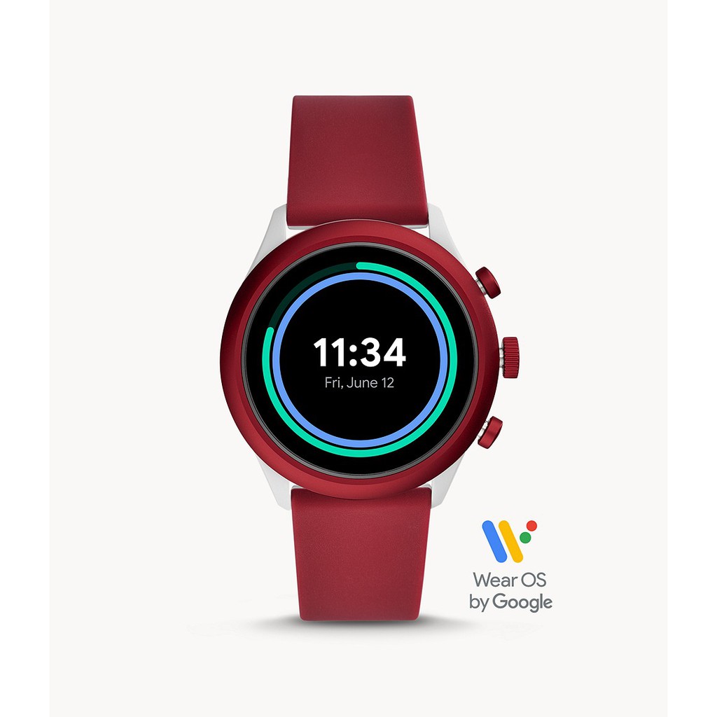 Jam Fossil Smartwatch Gen 4 Sport 43mm Red Silicone FTW4033