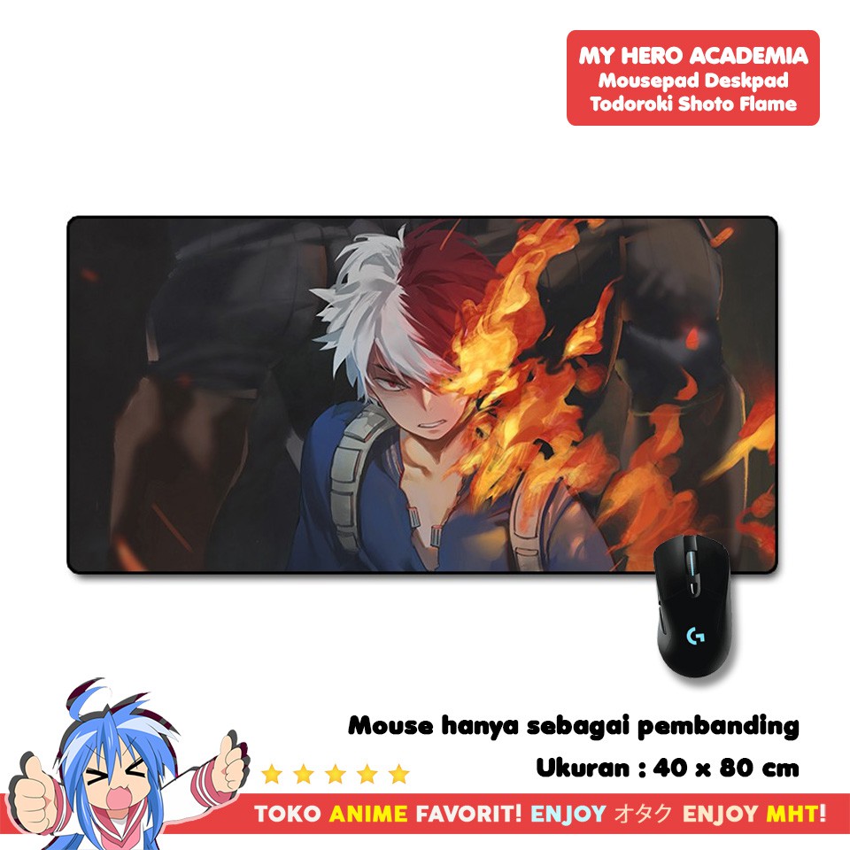 Mousepad Anime Gaming Deskpad Anime My Hero Academia Todoroki Shoto Flame Boku no Hero Academia