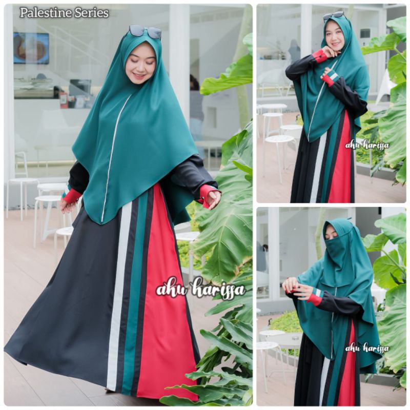 GAMIS SET JILBAB SYAR'I FREE CADAR PALESTINE SERIES ORI AKU KARISSA