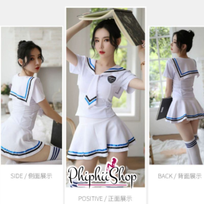 PREMIUM Kostum Lingerie Cosplay Uniform Set Sexy Japanese Student Sailor Uniform