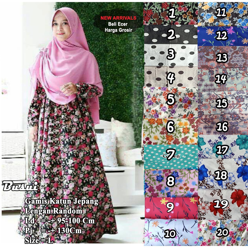 baju gamis Katun Jepang Motif Rasti, Bunga, Etnik, Retro, Polkadot, Vintage best seller-Reject Mix Motif