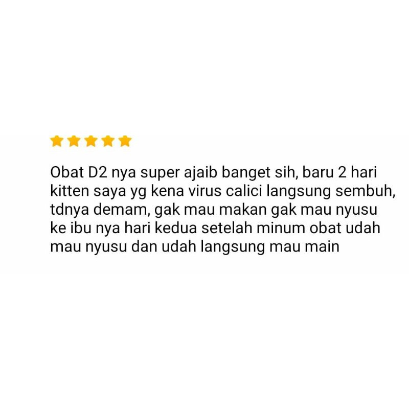 Obat vitamin Kucing D2 Original untuk Flu Bersin Batuk Pilek Sariawan Virus Calici Panleu Distemper Mencret Diare Pencernaan Muntah Masalah Pipis Mulut bau Berliur by uky amino