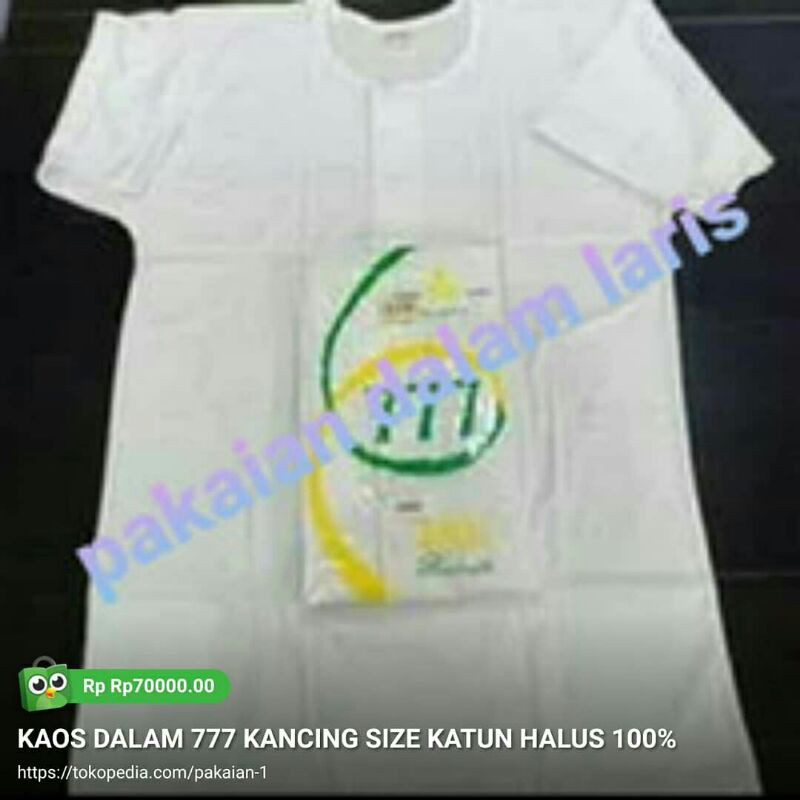 KAOS OBLONG PRIA 777 KANCING OKC 777,BAHAN 100% COTTON