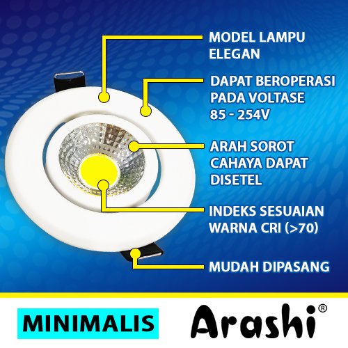 Lampu Spotlight Arashi Minimalis 3w 3 watt 2,5 inch