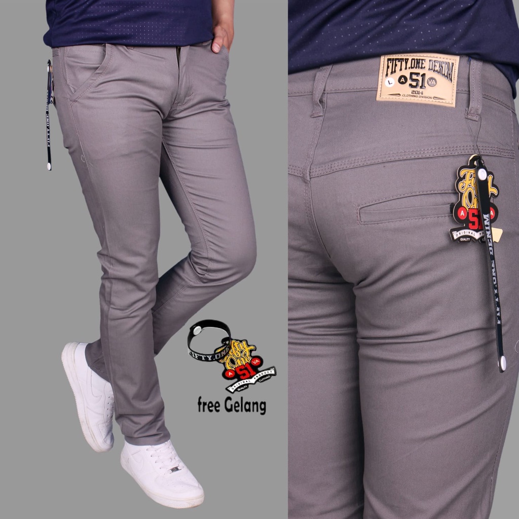 Fifty One Denim-Celana Chino Panjang Pria Slimfit Katun Strecth Twill Melar Original Premium Distro / Celana Chino Fifty One /Celana Pria Chino Skinny 51