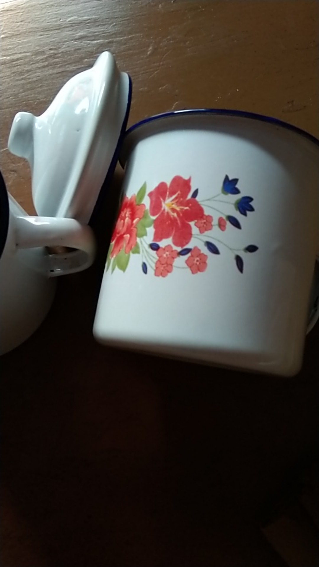 Gelas Kembang 10cm Mug Enamel Seng Blek Jadul Vintage