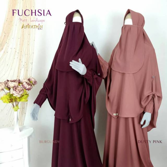 Gamis set syari cadar Fuschia by Afifathin