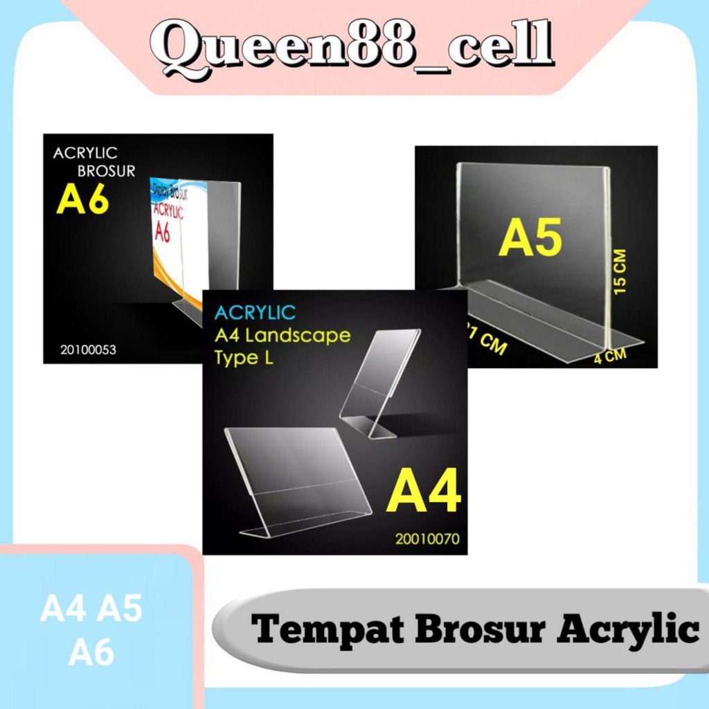 TEMPAT BROSUR / TENT HOLDER / TENT CARD AKRILIK DISPLAY UKURAN A4-A5-A6