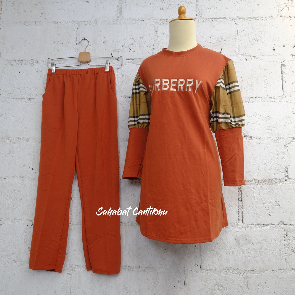 Setelan Celana Bahan Babyterry  Lengan Balon Aplikasi Bordir Original By Miudis