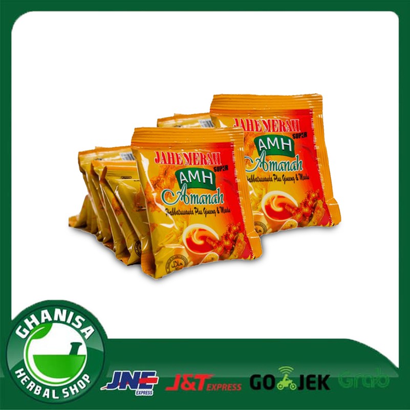 

JAHE MERAH AMH DIJUAL PER PCS 1 RENCENG ISI 10 SACHET 20 GRAM DENGAN HABBATUSSAUDA GINSENG DAN MADU