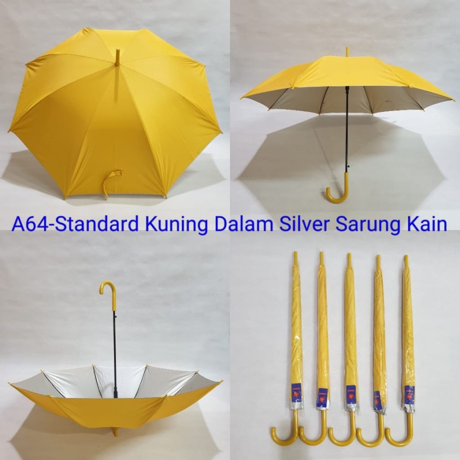 PAYUNG PROMOSI STANDART POLOS DALAM SILVER HANDLE BENGKOK SAKURA A6