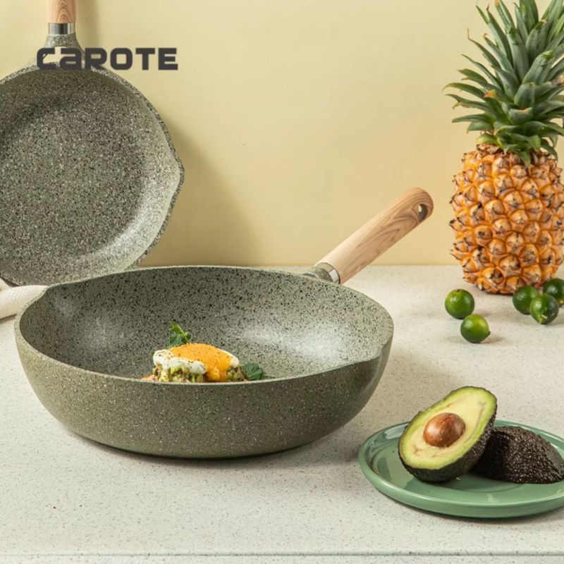 Carote Cosy Olive AT Fry Pan With Lid 24 Cm Abu Abu Kehijauan