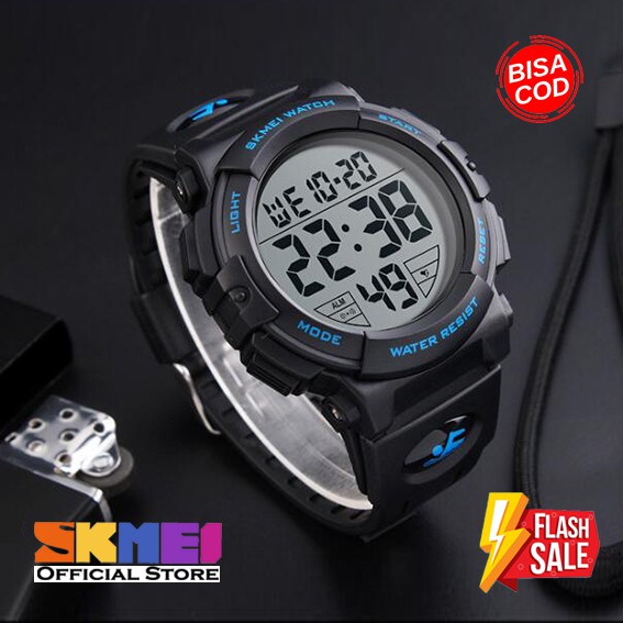 100% ORIGINAL SKMEI Digital Men Watch Jam Tangan Pria Anti Air 50m Karet PU Strap Flash Sale Murah